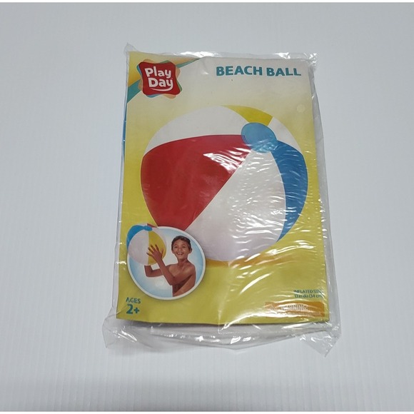 Play Day Beach Ball Classic Inflatable Pool Toy Summer Fun Kids Party - Picture 2 of 3